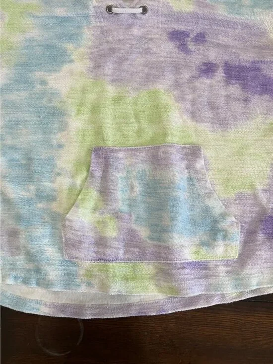 Southern Spirt Pastel Tie Dye Lace Front Pullover Hoodie Top Pocket Medium - Picture 5 of 9